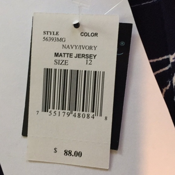 Gabby Skye Dress NWT Navy Ivory Size 12 - Picture 6 of 7